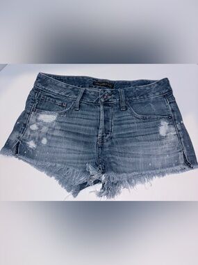 Abercrombie & Fitch Frayed Hem Light Blue Denim Shorts